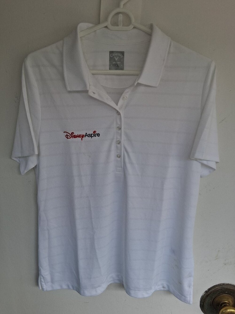 Callaway Opti-Dri Men's Golf Large Striped Polo Disney Aspire Logo Embroidered